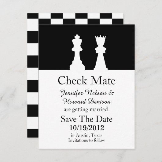 Mariage D'Échecs Enregistrer La Date Faire-part (Devant / Derrière)