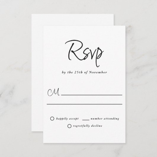 Mariage Décontracté moderne et simple RSVP (Devant / Derrière)
