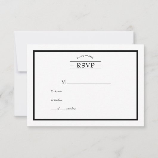 Mariage Décontracté noir blanc classique RSVP (Devant)