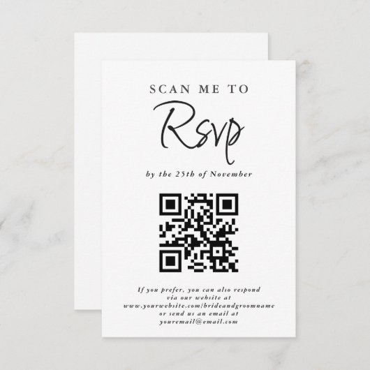 Mariage Décontracté simple et simple Code RSVP QR (Devant / Derrière)