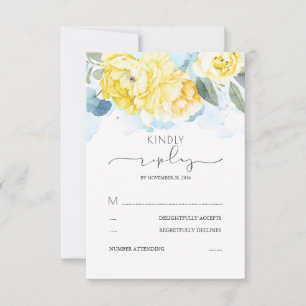Mariage des fleurs bleu et jaune Dusty RSVP
