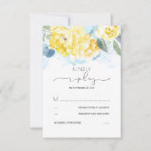 Mariage des fleurs bleu et jaune Dusty RSVP (Devant)