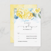 Mariage des fleurs bleu et jaune Dusty RSVP (Devant / Derrière)