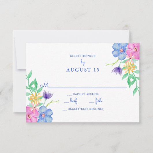 Mariage des fleurs d'aquarelle RSVP (Devant)