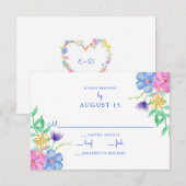Mariage des fleurs d'aquarelle RSVP (Devant / Derrière)