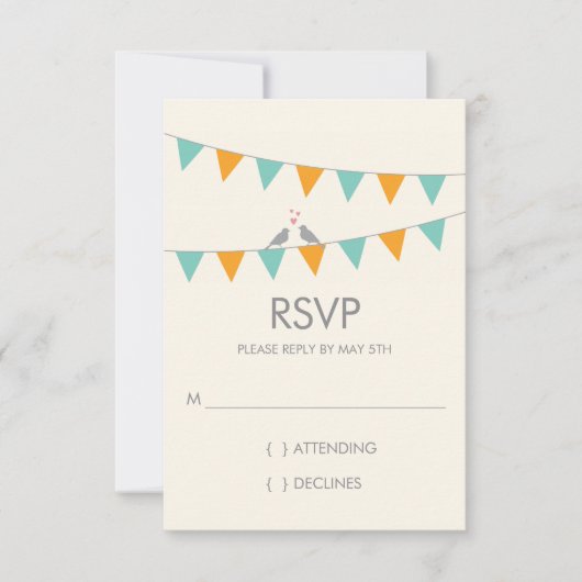 Mariage des Inséparables Bunting RSVP - Bleu Orang (Devant)
