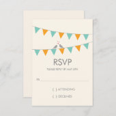 Mariage des Inséparables Bunting RSVP - Bleu Orang (Devant / Derrière)