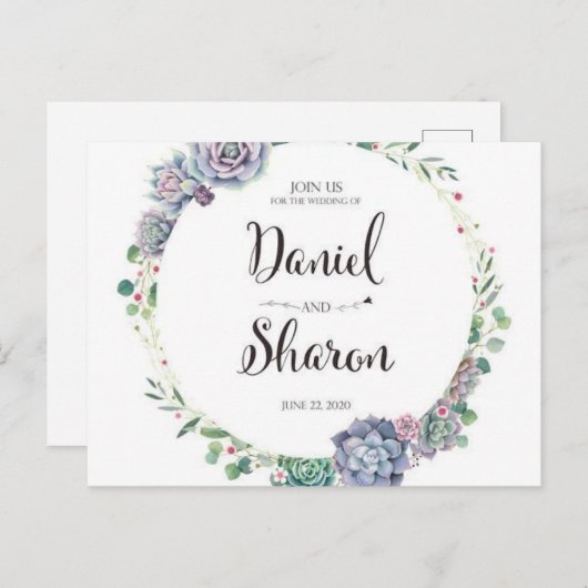 Mariage des invitations (Devant / Derrière)