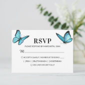 Mariage des papillons bleu aquarelle RSVP (Debout devant)
