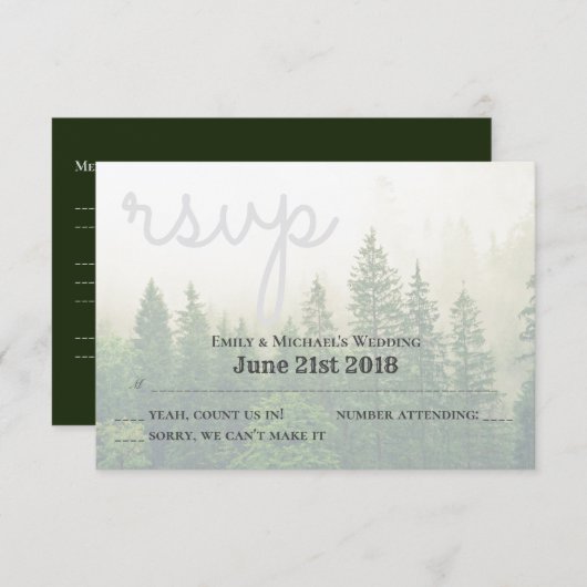 Mariage des pins forestiers RSVP et sélection de m (Devant / Derrière)