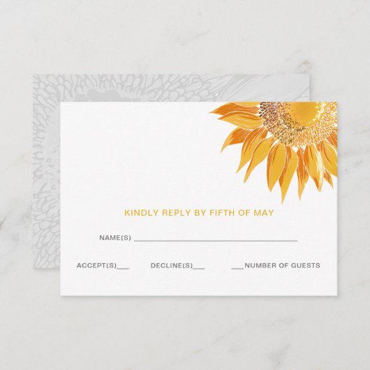 Mariage des tournesols modernes rsvp (Devant / Derrière)