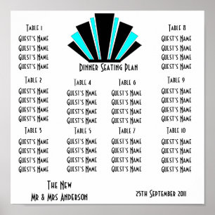 Mariage design Art déco bleu