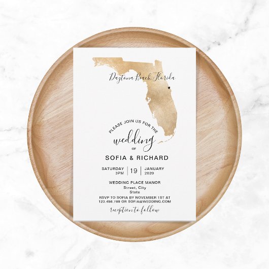 Mariage Destination Floride Carte Coeur amovible d