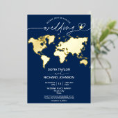 Mariage Destination Monde Carte Typographie Or Mar (Debout devant)