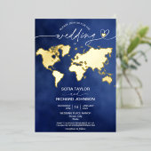 Mariage Destination Monde Carte Typographie Or Mar (Debout devant)