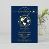 Mariage Destination Monde Carte Typographie Or Mar (Debout devant)
