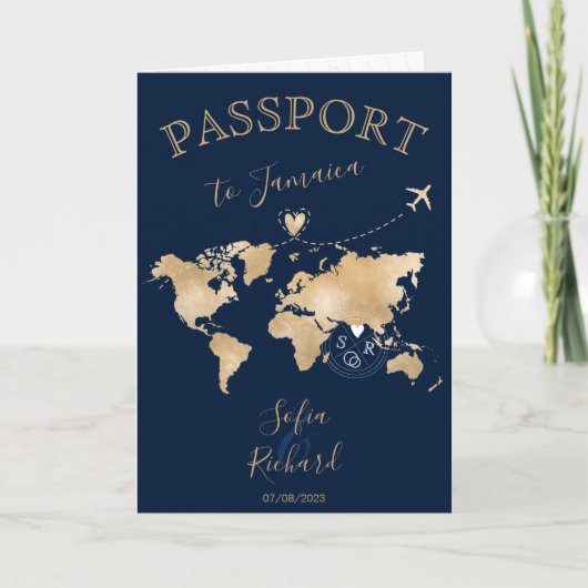 Mariage Destination Passport Carte du monde Coeur (Devant)