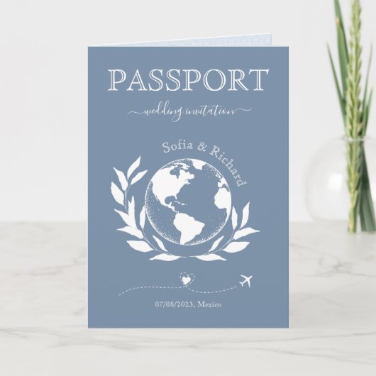 Mariage Destination Passport Carte du monde Floral (Devant)
