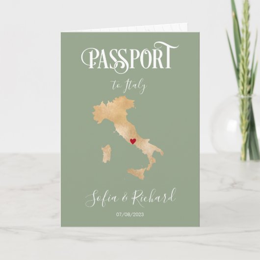 Mariage Destination Passport Carte du monde Italie (Devant)