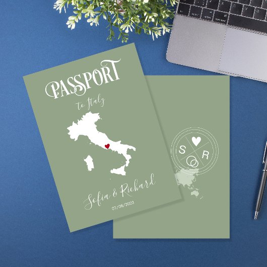 Mariage Destination Passport Carte du monde Italie