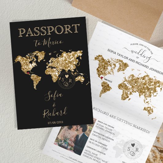 Mariage Destination Passport Carte du monde Mexiqu