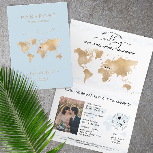 Mariage Destination Passport Carte du monde Modern