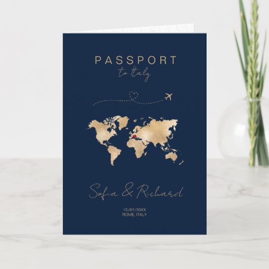 Mariage Destination Passport Carte du monde Modern (Devant)