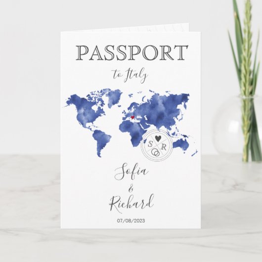Mariage Destination Passport Gold Carte du monde B (Devant)
