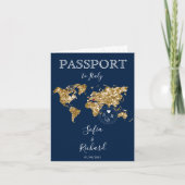 Mariage Destination Passport Gold Carte du monde B (Devant)