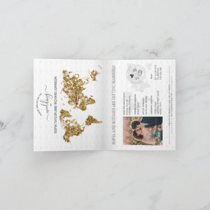 Mariage Destination Passport Gold Carte du monde B