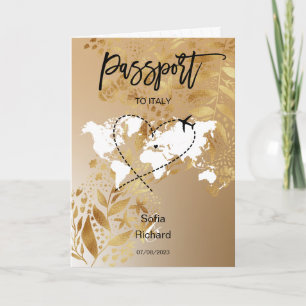 Mariage Destination Passport Gold Carte du monde F