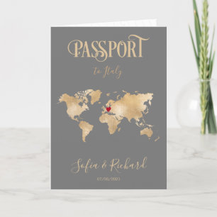 Mariage Destination Passport Gold Carte du monde I