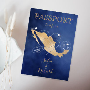 Mariage Destination Passport Gold Carte du monde M