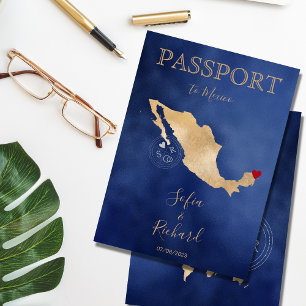 Mariage Destination Passport Gold Carte du monde M
