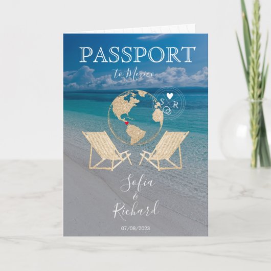 Mariage Destination Passport Gold Carte du monde T (Devant)