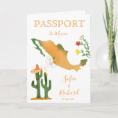 Mariage Destination Passport Mexique Carte Aquarel (Devant)