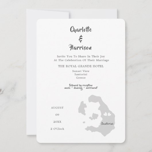Mariage Destination Santorin Photo Invitation (Devant)