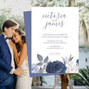Mariage d'été Bright Blue Floral Invitation