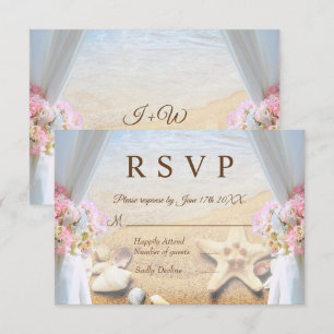Mariage d'été de plage Tropical Starfish Carte RSV