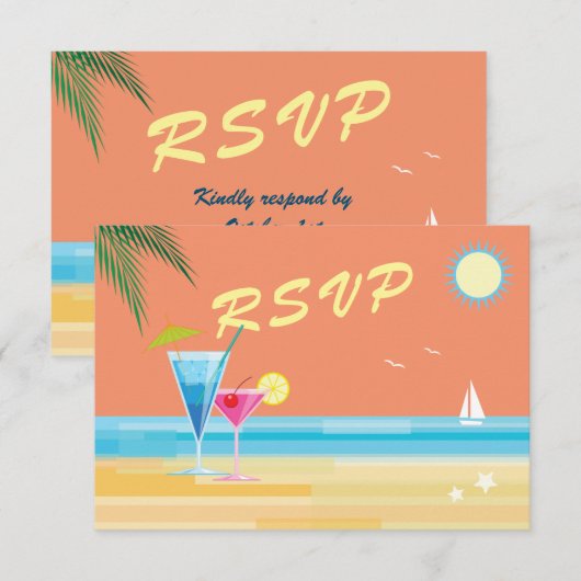 Mariage d'été Orange RSVP (Devant / Derrière)