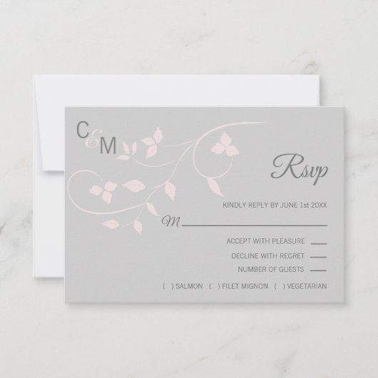 Mariage d'été roux rose et gris RSVP printemps (Devant)