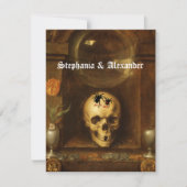 Mariage d'Halloween, Goth, Crâne, Invitation perso (Devant)