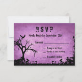 Mariage d'Halloween RSVP avec arbre éffrayant et c (Devant)