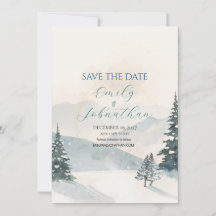 Mariage d'hiver à la montagne embrumée, carte de r