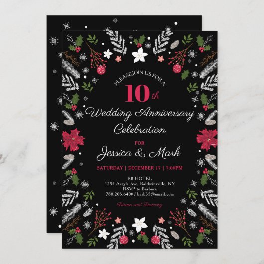 Mariage d'hiver Anniversaire Fête Cartes d'invitat (Devant / Derrière)