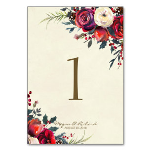 mariage d'hiver baies mariage carte numéro de tabl