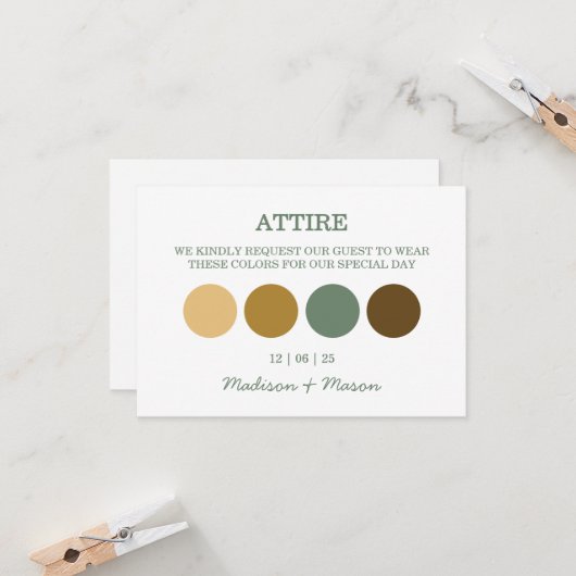 Mariage d'hiver Carte de fermeture du code vestime (Devant/Arrière en situation)