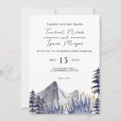 Mariage d'hiver Carte d'invitation de forêt À feui (Devant)