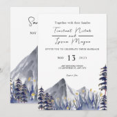 Mariage d'hiver Carte d'invitation de forêt À feui (Devant / Derrière)