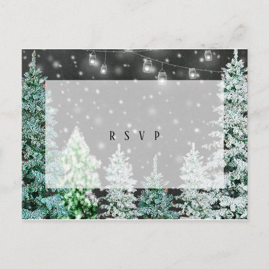 mariage d'hiver carte postale rsvp (Devant)